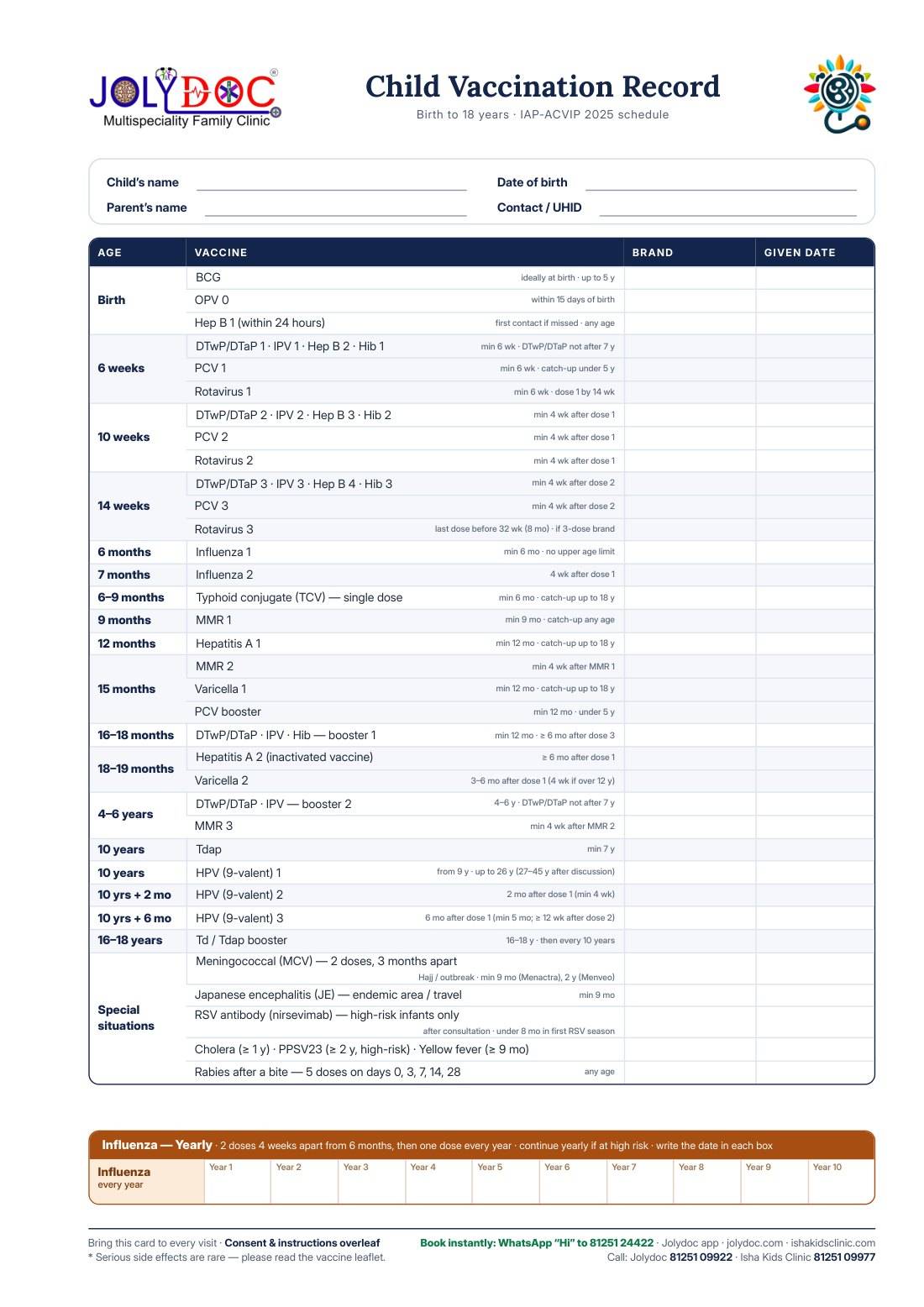 Child vaccination record preview